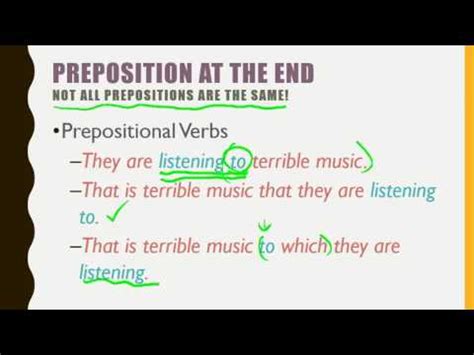 If you can't figure out a way to reword your sentence then. Grammar for Writing - 17 Preposition at the end of ...