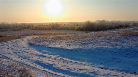 Wallpaper Sunlight Landscape Sky Snow Winter Field Road Ice