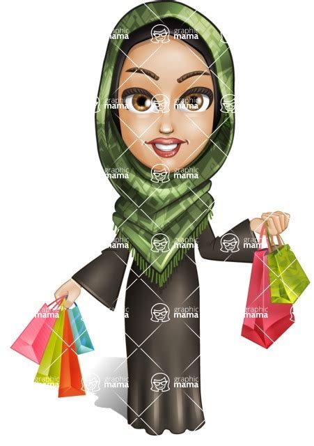 Young Muslim Woman Cartoon Vector Character 102 Cartoon Poses