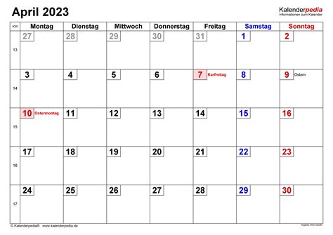 Kalender April 2023 Als Pdf Vorlagen