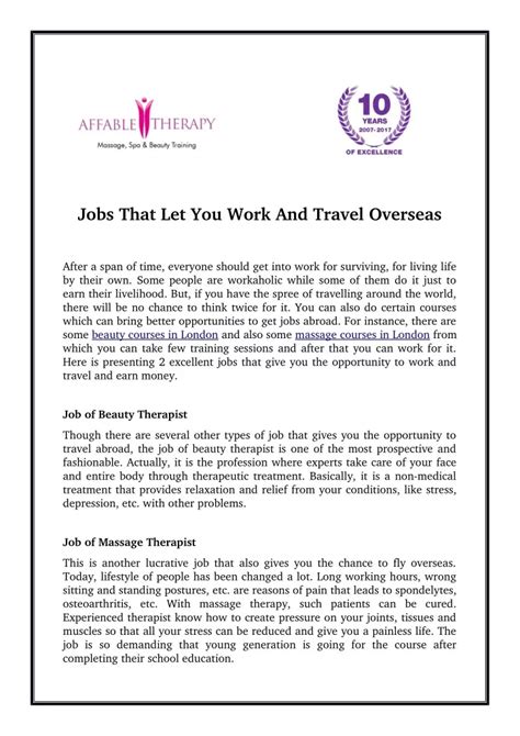 Ppt Jobs That Let You Work And Travel Overseas Powerpoint