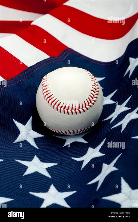 A White Baseball On The American Flag Stock Photo Alamy
