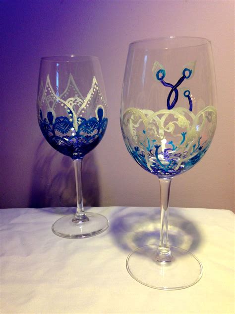 Handmade Custom Made Flower Design Wine Glasses By Dollysister Designs