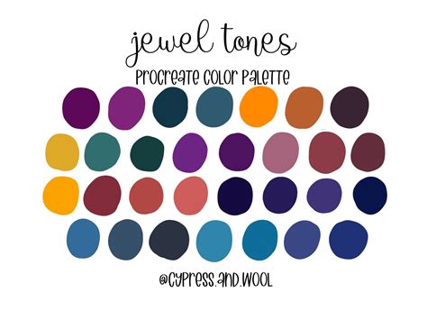 Jewel Tones Procreate Color Palette Color Swatches Ipad Etsy Finland