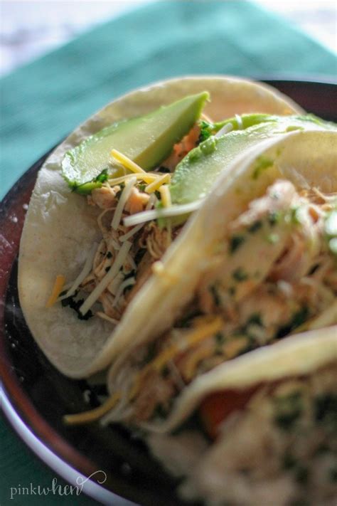 Serve with your favorite taco toppings for a hearty family meal. Instant Pot Chicken Tacos Recipe - PinkWhen