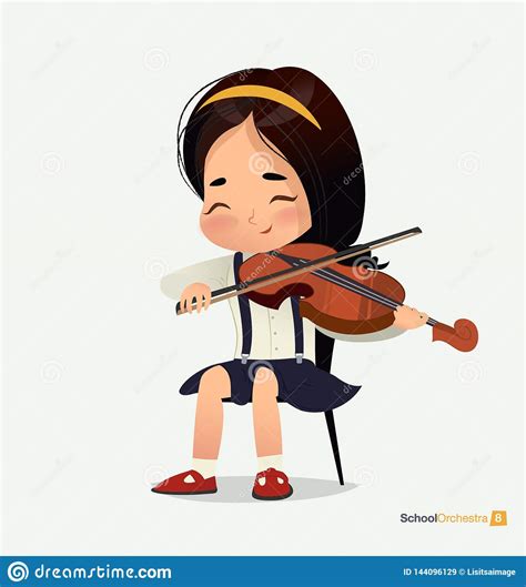 The Girl With A Violin Cartoon Vector 13314565