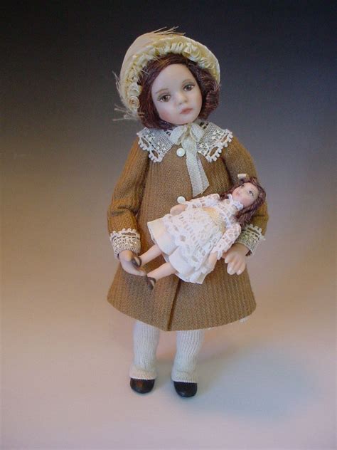 Dollhouse Porcelain Doll Victorian Toddler With Her Dolly Dollhouse