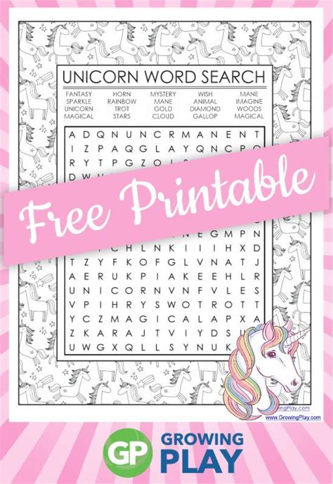 Image Result For Word Searches For Kids Unicorn Unicorn Word Search