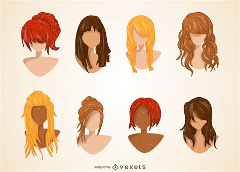 Hairstyles Vector Illustrations Set Hair Vector Hair Illustration The