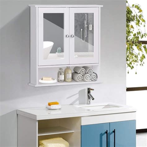 Bathroom Wall Cabinet With Double Mirror Doors Modern High Quality