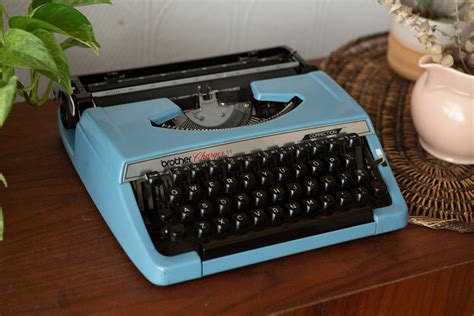 Brother Charger 11 Typewriter Vintage Working Blue Portable Typewriter With Original Carrying