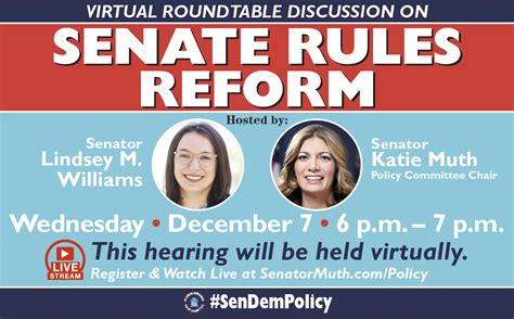 Advisory Sens Muth And Williams To Host Virtual Roundtable On Senate Rules Reforms Next Week
