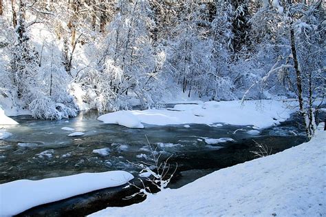Royalty Free Photo Snow Covered River During Winter Pickpik