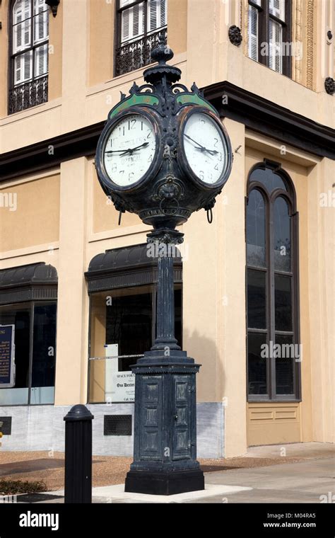 Historic Clock On Fountain Square In Montgomery Alabama Stock Photo