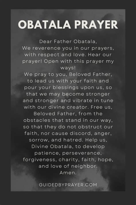 Obatala Prayer Guided By Prayer