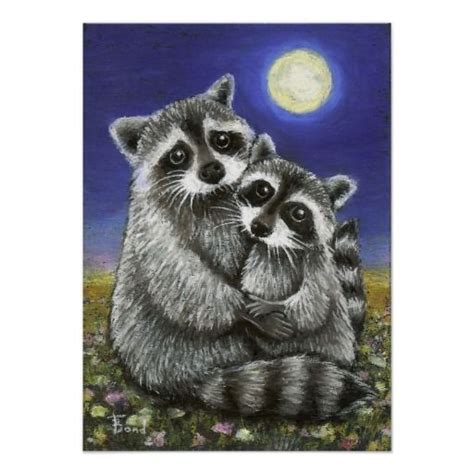 Raccoons In Love Animal Drawings Cute Animals Animal Art