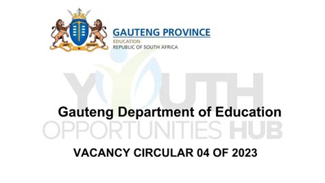 Gauteng Department Of Education Vacancy Circular 04 Of 2023 Youth