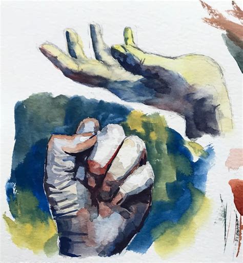 Hand Hands Study Watercolor Painting Watercolor Watercolor