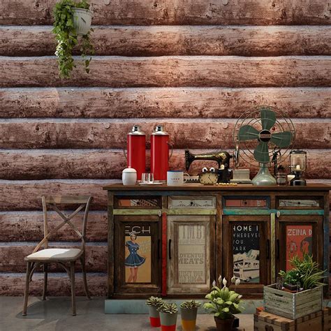 3d Chinese Imitation Wood Grain Wallpaper Retro Wooden Board Ceiling
