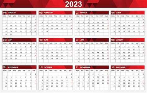 Premium Vector Calendar Planner 2023 Week Start Monday