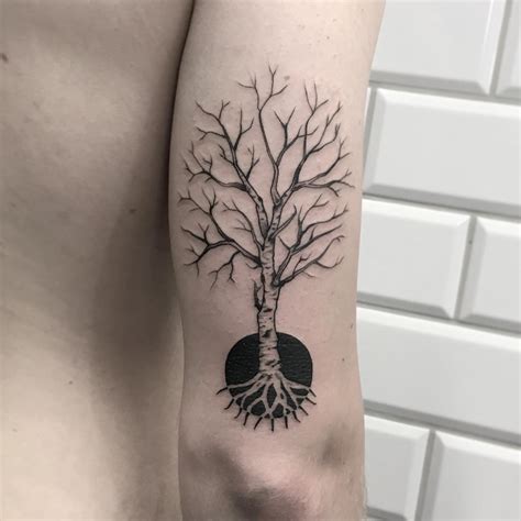 Black And Grey Tree Tattoo By Tattooist Smutek