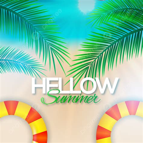 Hello Summer Background Illustration Palm Tree Design Summer Design