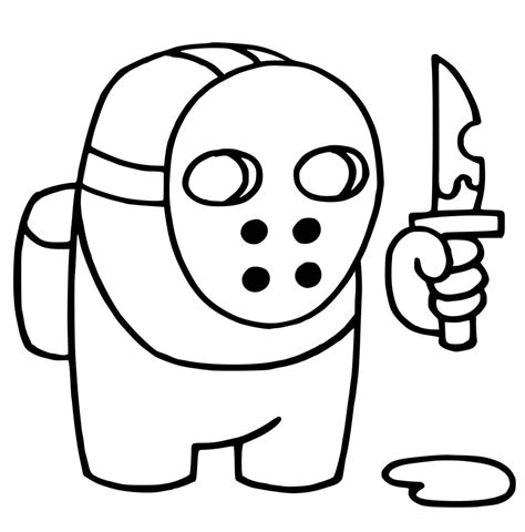 Among Us With Knife For Kids For Kids Coloring Pages Coloring Cool