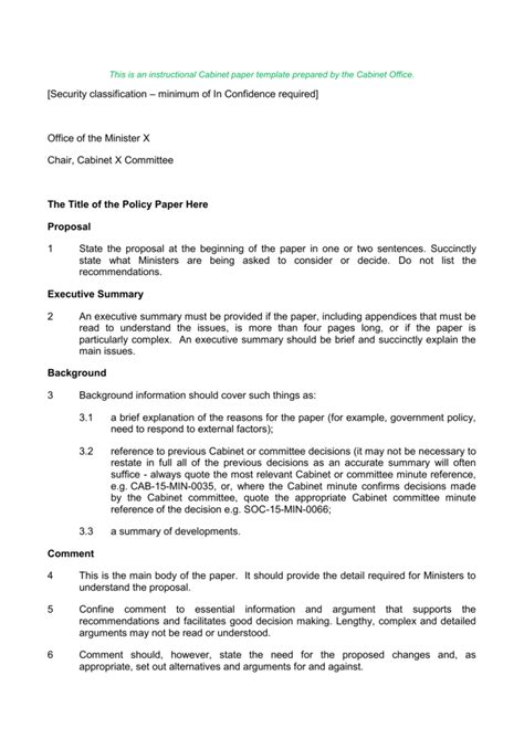 Here you have an article to simplify the process of writing a policy. Template Policy Paper
