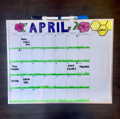 April White Board Calendar Whiteboard Calendar White Board April White