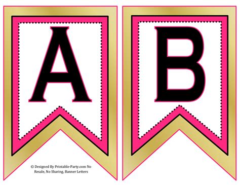 small swallowtail printable banner letters a z numbers 0 9 th st
