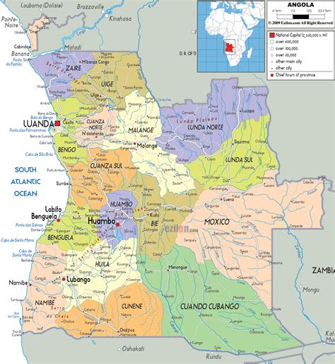 Detailed Political Map Of Angola Ezilon Maps