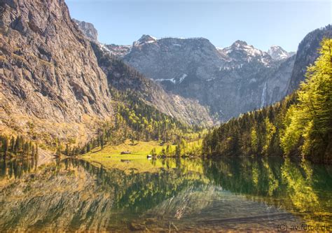 Blick auf den königssee im berchtesgadener land. Obersee am Königssee im Berchtesgadener Land Foto & Bild ...