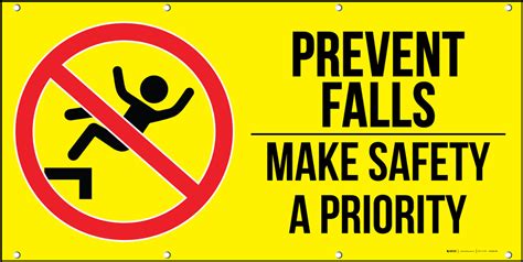 Prevent Falls Make Safety A Priority Yellow Banner