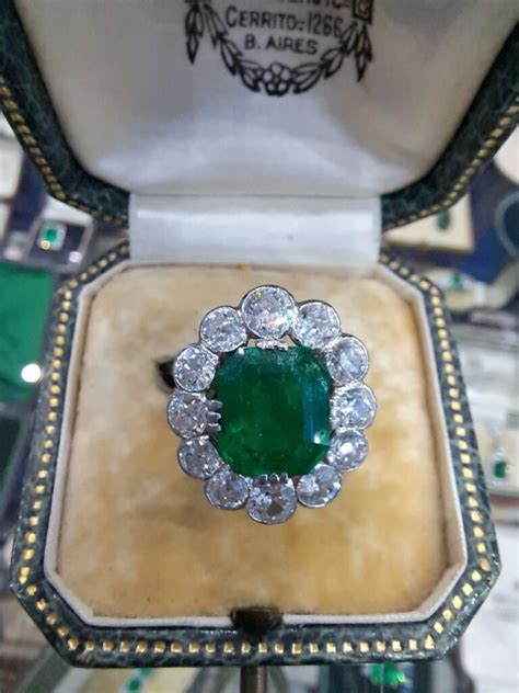 Grandiose Edwardian Emerald And Diamond Ring Delphi Antiques Dublin