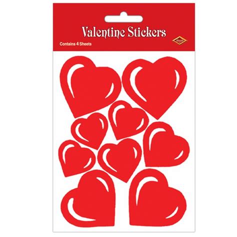 Valentine Heart Sticker Sheets 4 Count [party Themes Party Supply] In Stock Heart