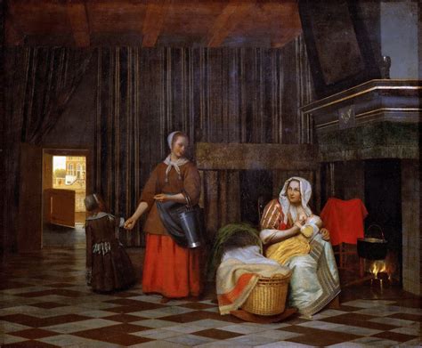 Pieter De Hooch Mujer Y El Niño Con Sirviendo Maid 1663 1665 A
