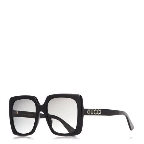 Gucci Crystal Square Frame Gg Sunglasses Gg0418s Black 436330