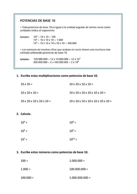 Ejercicio online de Potencias para 5º 6º de primaria Puedes hacer los