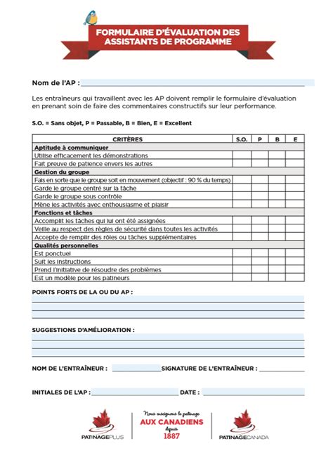Program Assistant Evaluation Form (French) - Materials Catalogue