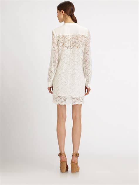 Bcbgmaxazria Lunah Lace Shirt Dress In White Lyst