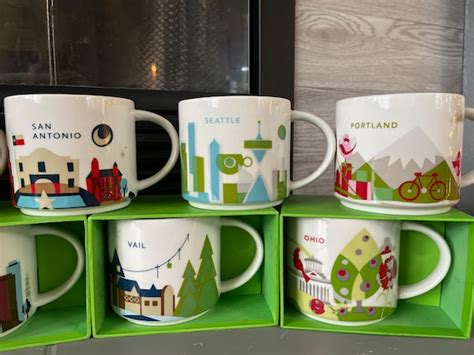 Starbucks You Are Here 14 Oz Mugs Assorted Rare Collection Etsy