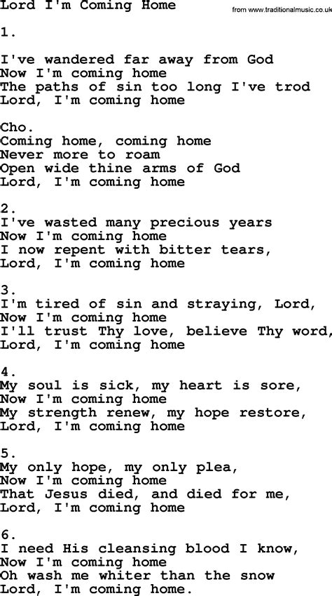 Lord Im Coming Home Apostolic And Pentecostal Hymns And Songs Lyrics