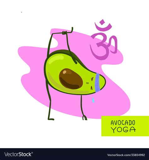 Avocado Yoga Cartoon Style Cute Avocado Do Yoga Vector Image