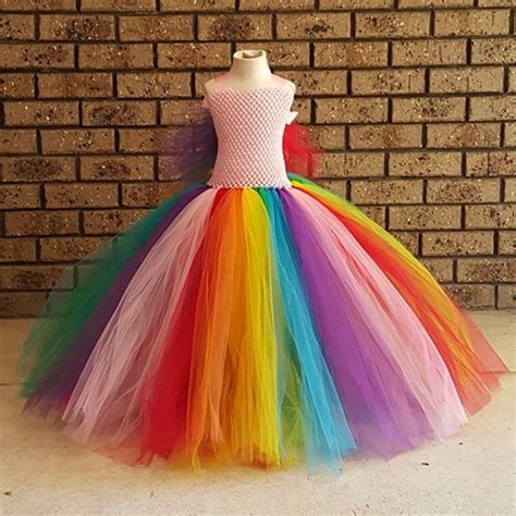 Fluffy Rainbow Girls Dress Tulle Wings Colorful Girl Tutu Inspired