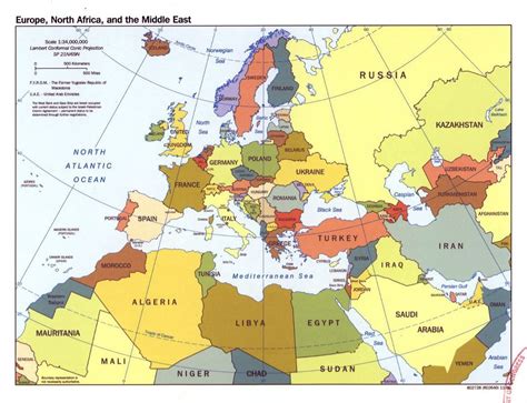 Europa África del Norte y el gran mapa político de Oriente Medio
