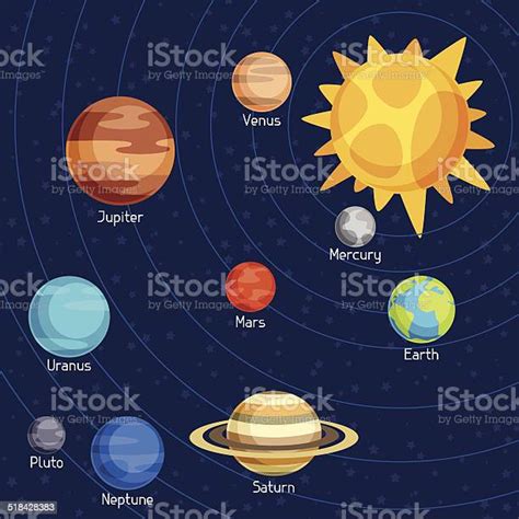 Cosmic Illustration With Planets Of The Solar System Stock Illustration
