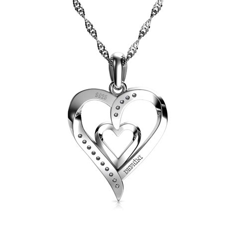 double heart necklace 925 sterling silver jewellery pendant dephini 5060565240049 ebay
