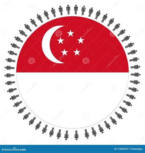 Singapore Flag With Circle Of People Stock Vector Illustration Of