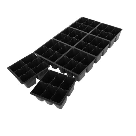 Black Plastic Garden Tray Inserts 5 Sheet Of 48 Planting Pot Cells