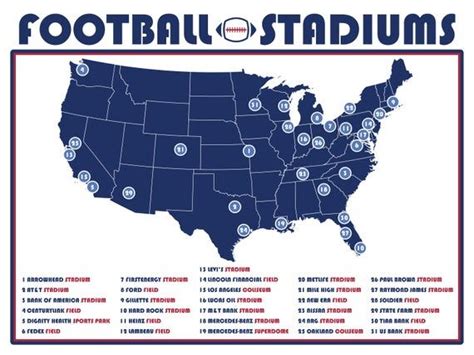 Football Stadium Map Nfl Stadium Map Nfl Stadiums Football Stadiums